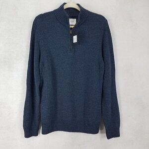 Billy Reid 1/4 Zip Pullover Sweater Men S Blue Camel Merino Wool Knit Preppy NEW